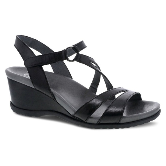 NEW w/o box DANSKO Addyson black leather wrapped contoured footbed sandal Size 8 - Picture 1 of 11